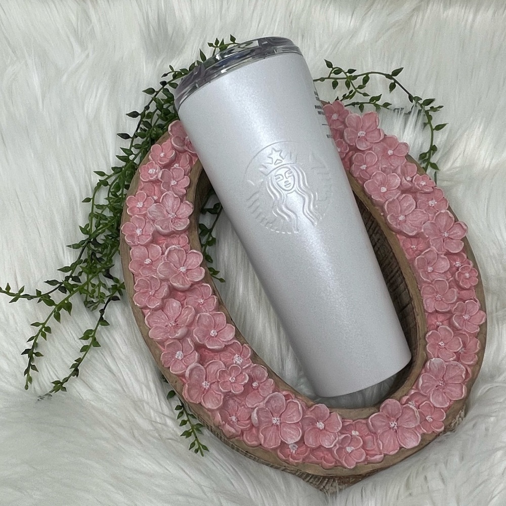 STARBUCKS 16oz PEARL WHITE TUMBLER / COLD CUP SLIDE OPENING LID BPA FREE - Picture 7 of 9